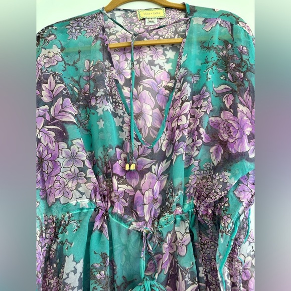 Vibrant spring colored Tunic- Top swim coverup Size S. - Picture 4 of 10